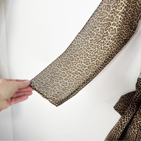 ZARA Long Sleeve Cheetah Print Dress w/Belt and Neck Tie XS‎ - Picture 5 of 14